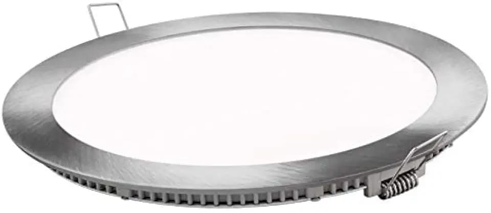 LED-Platte, superdünn, 20 W, rund, vertieft, Φ220 mm, LED-Downlight, warm, 3000 K, silberfarbener Rahmen, 1600 Lumen