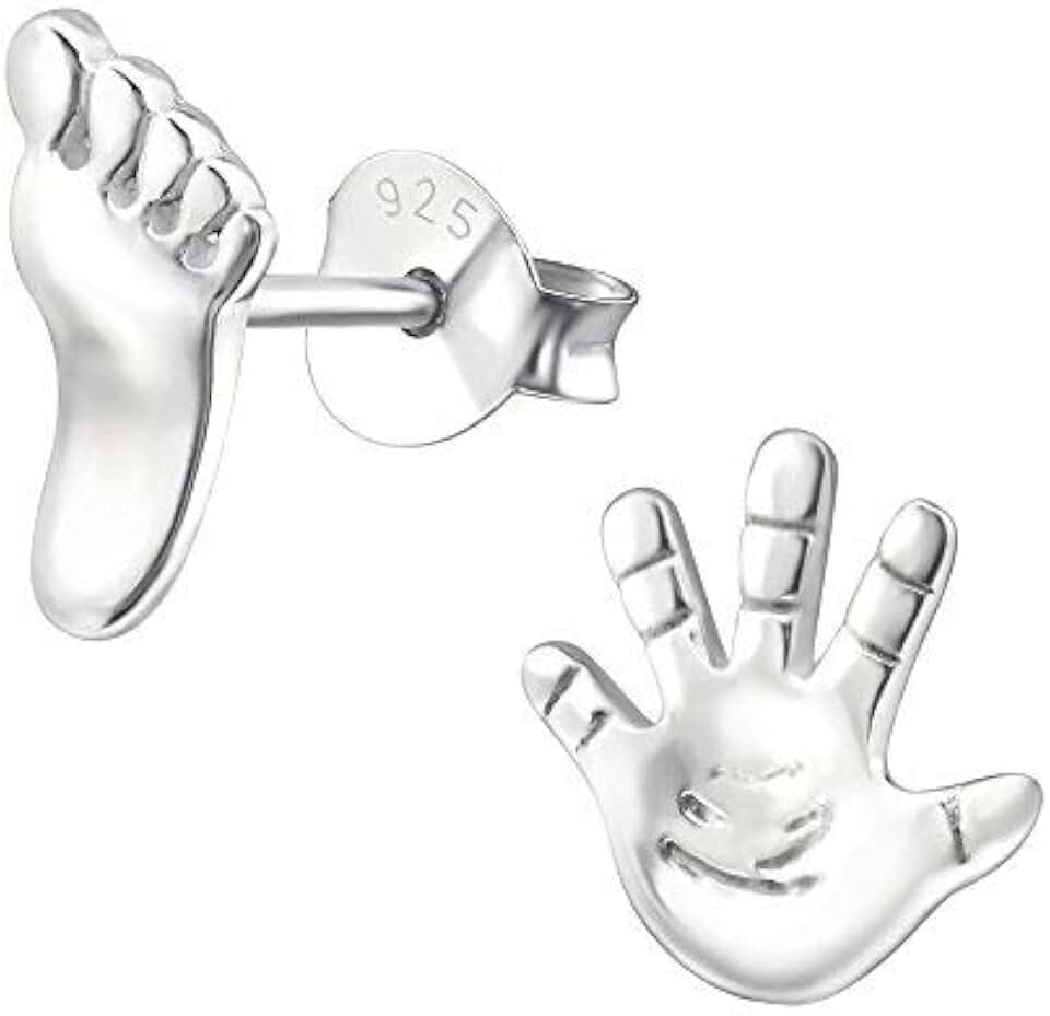 Laimons Damen-Ohrstecker Hand und Fuss glanz Sterling Silber 925