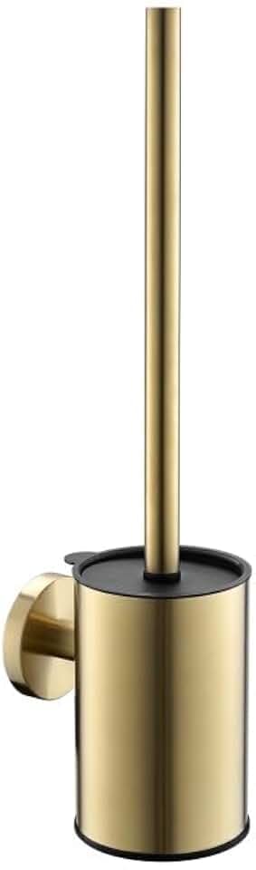 Toilettenbürste und -Halter aus Edelstahl, Wandmontage, Langer Griff, robuster Badezimmer-Reinigungswerkzeug, gebürstetes Gold