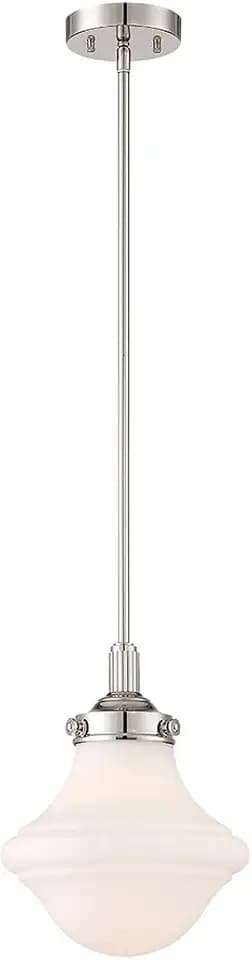 Minka Lavery 27029 1-Light Polished Nickel Pendant with Opal Etched Glass Shade