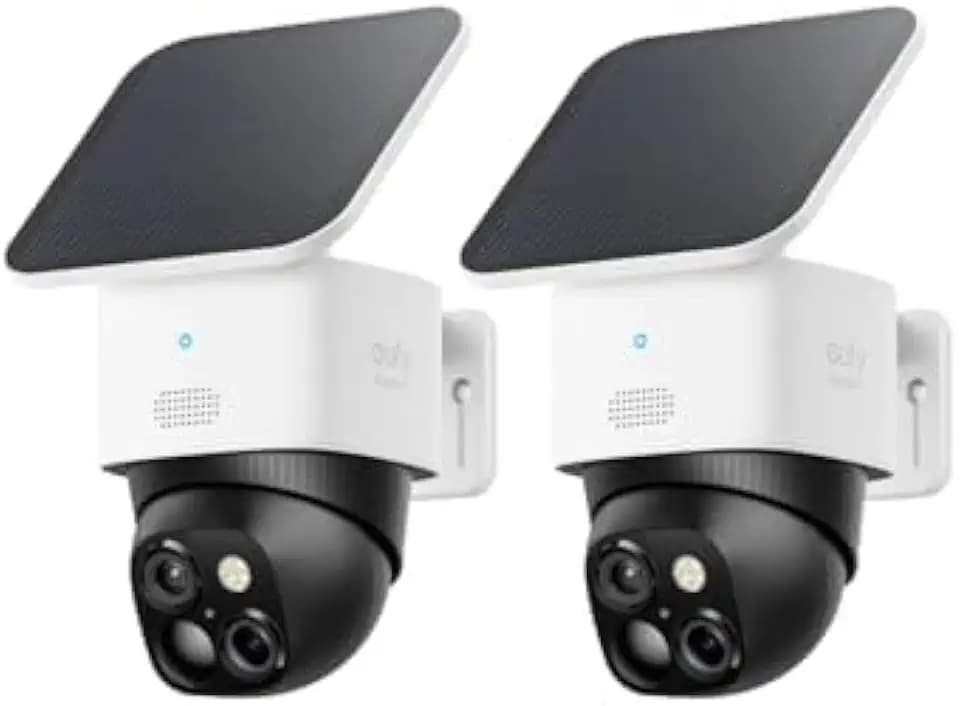 eufy Security SoloCam 2pack, Überwachungskamera aussen solar, 360°-Überwachung, Keine Toten Winkel, Überwachungskamera aussen mit 2,4-GHz-WLAN, Gebührenfreie Nutzung, HomeBase 3 kompatibel