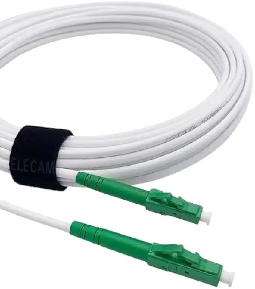 Elfcam® - 20m Weißes Glasfaserkabel LC/APC auf LC/APC Stecker, Kompatibel mit Deutscher Telekom, Simplex 9/125μm Patchkabel, Lichtwellenleiter LSZH, LWL,20Meter