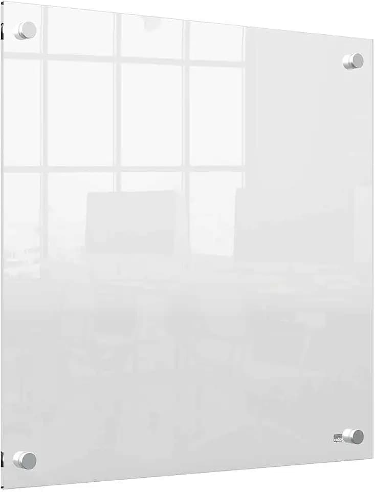 Nobo Mini-Whiteboard für die Wandmontage, Modernes Memo-Board, Trocken Abwischbares Acrylglas, Rahmenlos, 450 x 450 mm, Inklusive Markerstift, Durchsichtig, 1915620