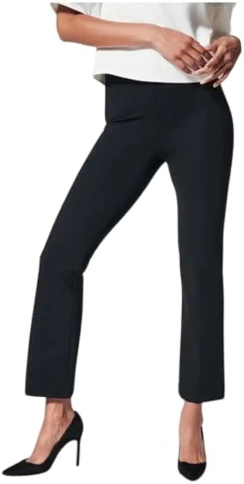 Damenhose mit Pfotenabdruck, elastisch, hohe Taille, eng anliegende Glocke, knöchellang, hergestellt in Italien, elegant
