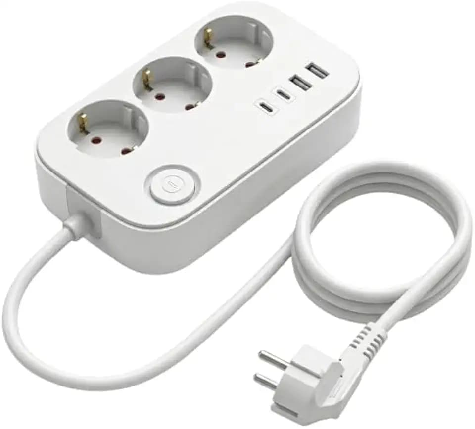 3-Fach Mehrfachsteckdose mit USB-C 45W, Schalter, TÜV/GS Zertifiziert