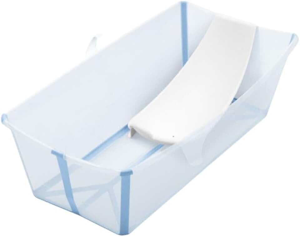 Stokke Flexi Bath Babybadewanne mit Neugeborenen-Einsatz, Ocean Blue