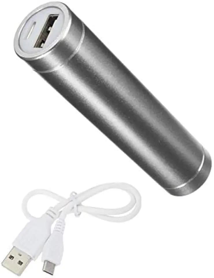 Externer Akku für OnePlus 7, Universal, Power Bank, 2600 mAh, mit USB-Kabel/Mirco, USB, für Telefon (Silber)