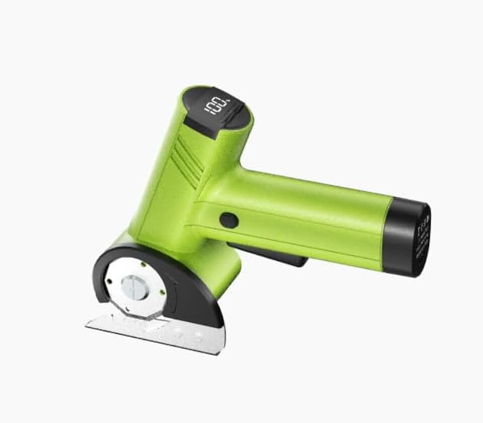 Cordless Electric Scissors, Rechargeable Cardboard Box Cutter, 4V Powerful Fabric Scissors with 2 Safety Blades,box cutter,cardboard cutter,dark green