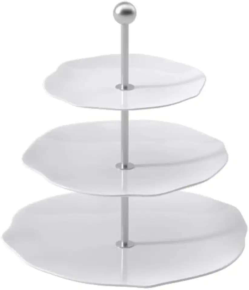 Villeroy & Boch – Pura Etagere, ca. 27,5 × 27,5 × 27 cm, Reinweiß, spülmaschinenfest & mikrowellensicher, fließende Form, Premium Bone Porzellan