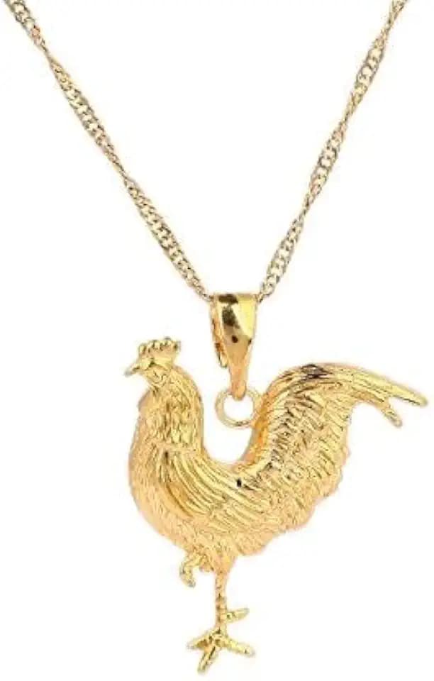 Women Jewelry 24k Gold Plated Animal Rooster Chicken Pendant Necklace Jewelry
