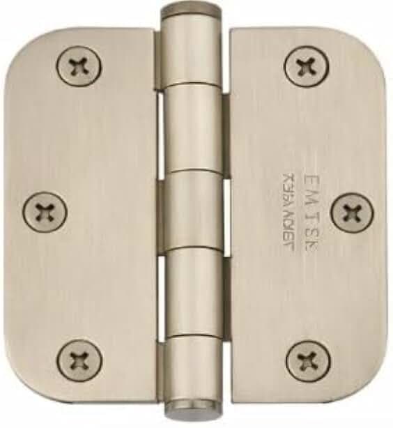 Emtek 96133US 3-1/2" x 3-1/2" 5/8" Radius Corners Residential Plain Bearing Hinges (Pair), Solid Brass - Satin Nickel (US15)