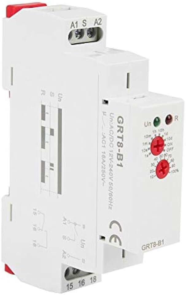 Multifunktions-Zeitrelais, Mini Zeitrelais, GRT8-B1 AC/DC 12V ~ 240V Mini Ausschaltverzögerung Einzelfunktion Zeitrelais, mit LED-Anzeigen, DIN-Schienen-Typ