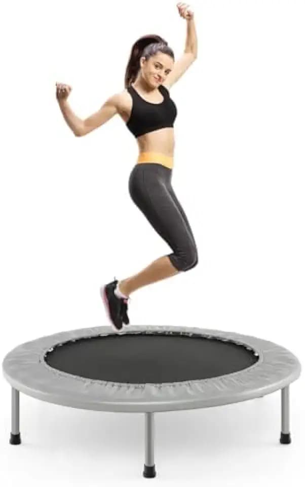 FANTASK φ97cm Mini Trampolin, Fitness Trampolin faltbar, Kindertrampolin bis 150kg belastbar