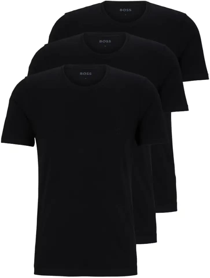 BOSS Men's Logo Embroidered Cotton Tee 3 Pack