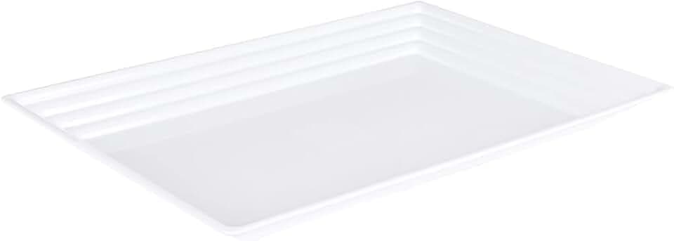 Rectangle Leveled Tray - 16" x 11" - White, Plastic, Case Pack of 24 - Buffets, Catering, Parties, Everyday Use