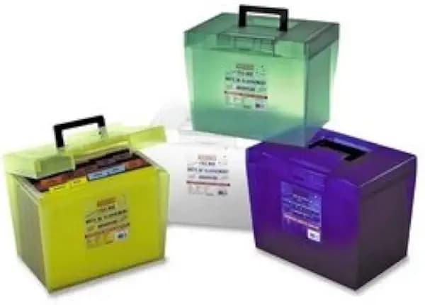 Pendaflex Portable Letter Size Hanging File Box, 13-7/8W x 10-3/4D x 10-1/4 [Translucent Colors: Clear, Blue, Green, Yellow], 1 Per Box