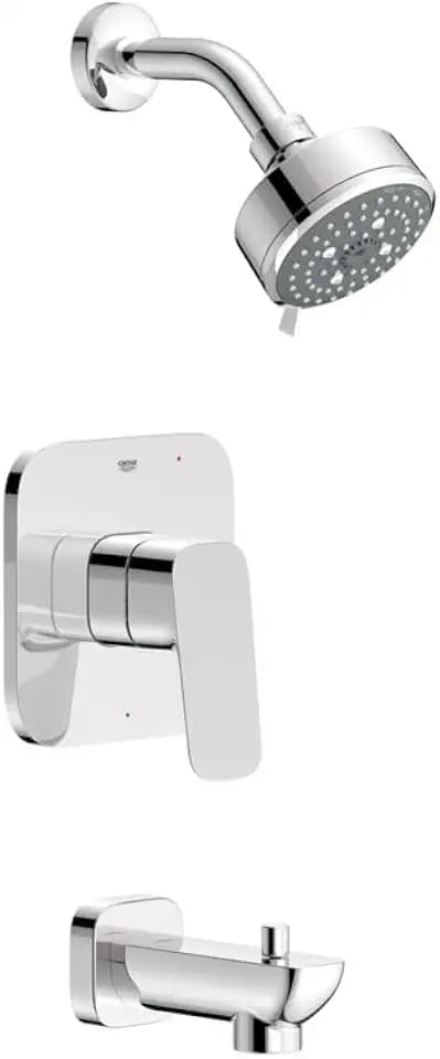 GROHE Cubeo Tub and Shower Trim, Pressure Balance, StarLight Chrome