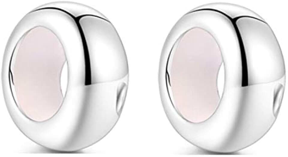 Clip Stopper Charms Sterling Silver Rondelle Spacer Bead Charm Stopper Charm for Pandora Charm Bracelets