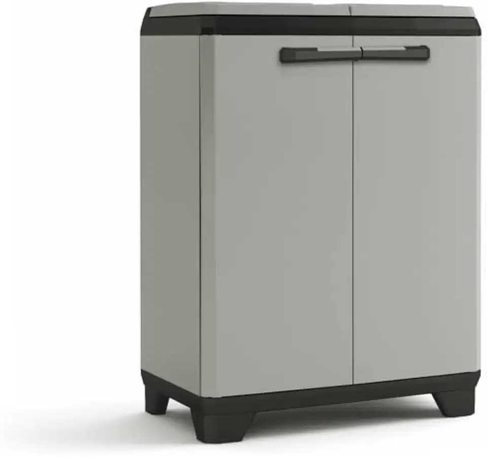 Keter Planet Mülltrennung, recycelter Kunststoff, Grau/Schwarz, Mülltrennung, 680 x 390 x 920 mm