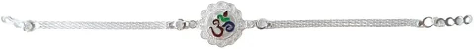 N. K. Business Designer Silver Om Rakhi for Brother, Handmade Raksha Bandhan Bracelet with Silver Chain, Spiritual Om Symbol Gift for Bhaiya, Hindu Religious Jewelry USA 2026