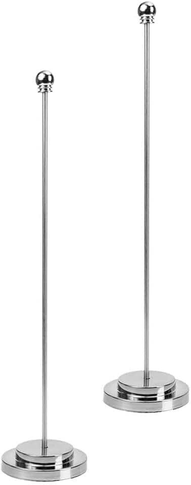 VANZACK 2Pcs Silver Desk Flag Holder Table Banner Stand Stainless Steel
