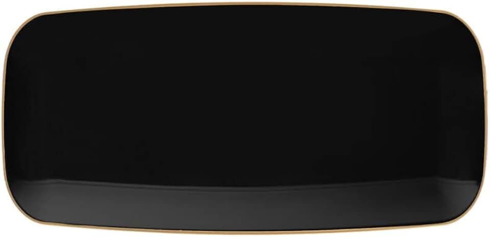 Organic Rectangle Tray with Rim - 10.6" - Black, Plastic, Case Pack of 48 - Buffets, Catering, Parties, Everyday Use
