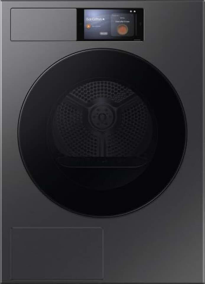 Samsung DV90F09F4SU2 Wärmepumpentrockner DV90F/24, 9 kg, EEK: A, AI Wäschetrockner mit AI Home Touch-Display, WiFi-SmartControl, AI Energy Mode und Dry+, Sprachsteuerung, SuperSpeed, Schwarz - Mate...