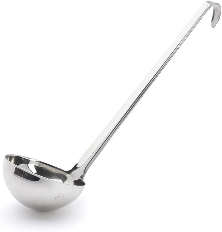 de Buyer - Fugenloser Schopflöffel aus Edelstahl - 12cm Durchmesser - 35 cm Grifflänge - 3021.12, Silber