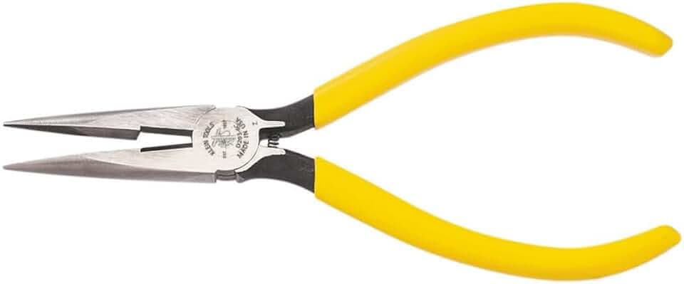 Klein Tools D203-6C Standard Long Nose Cutting Pliers with Spring, 6-Inch