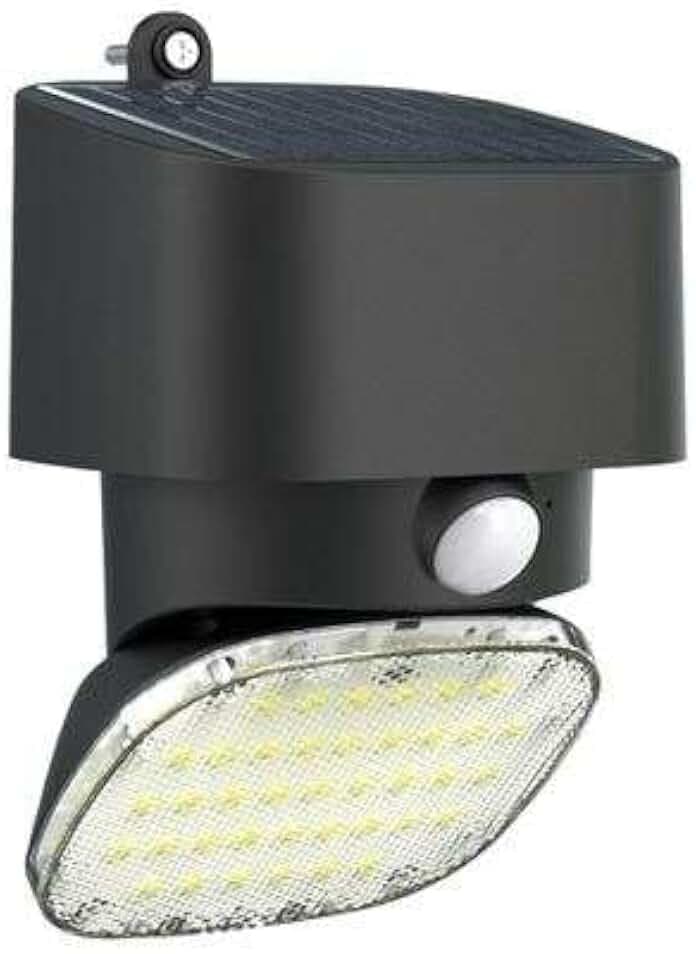 Solarstrahler, 2000 lm, kaltes Licht, 6000 K, vertikale und horizontale Dimmung - Solarpanel 1 W - IP65 - Schwarz