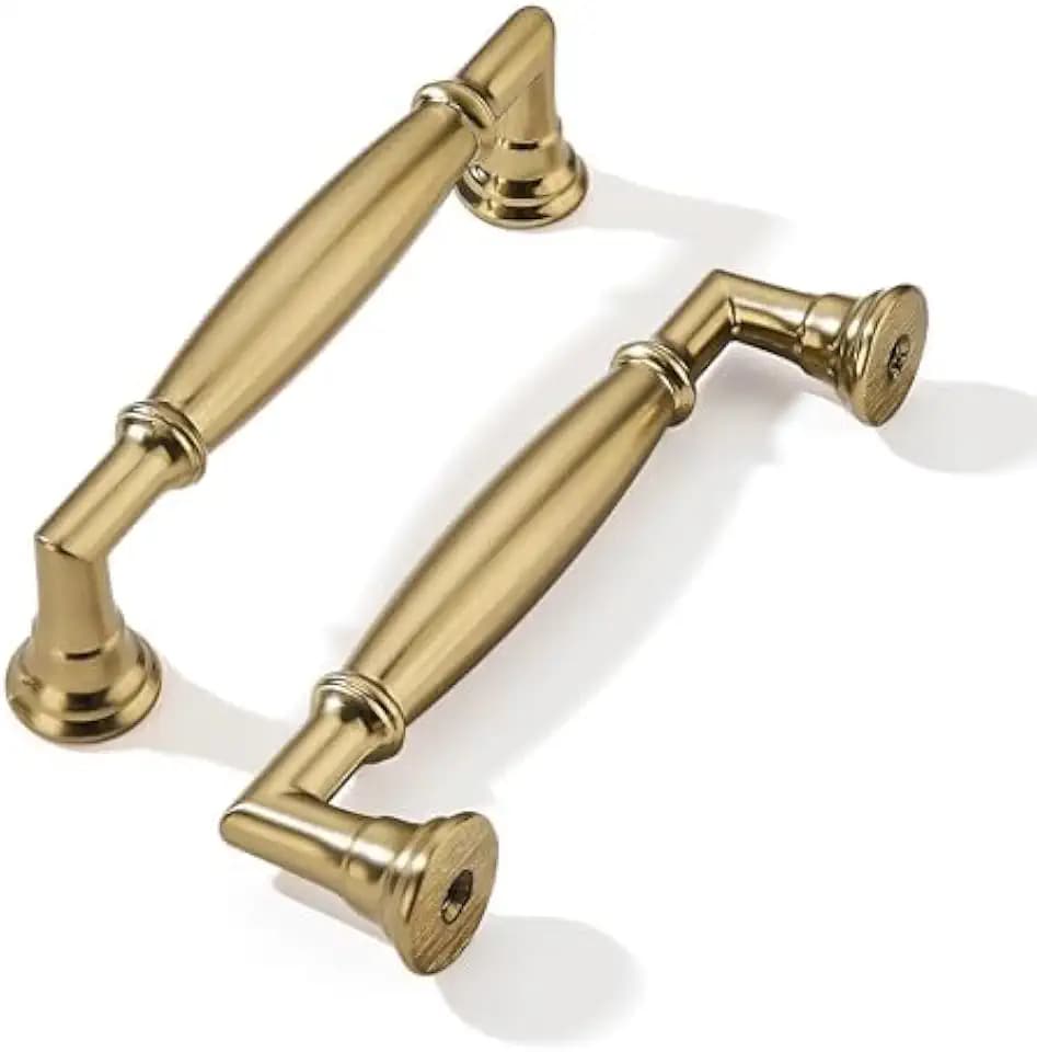 khtumeware 10 Pack 3-3/4 Inch(96mm) Champagne Bronze Cabinet Pulls Heavy Duty Solid Satin Brass Cabinet Handles Kitchen Cabinet Hardware for Cupboard Drawer Handles Dresser Pulls