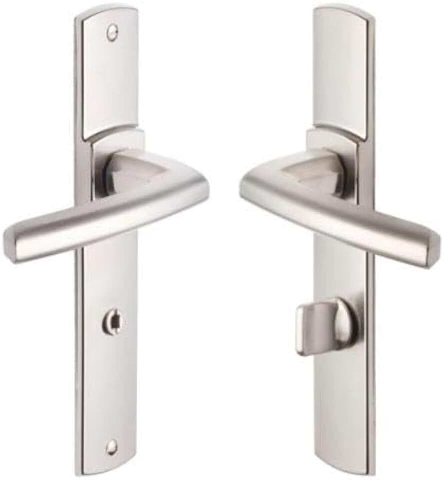 Vachette Türgriff-Set auf SULT-Platte – Version mit Verurteilung für WC & Badezimmer – Abstand 195 mm – widerstandsfähiges Zamak-Material – Platin-Finish