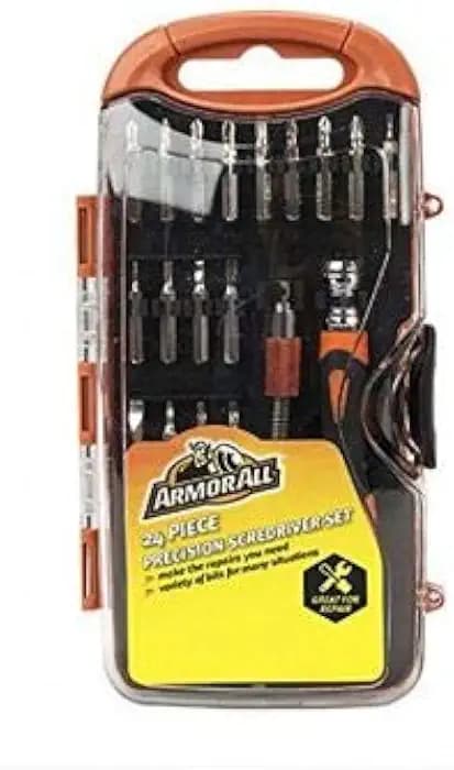 Armor All 24 Piece Precision Screwdriver Set With Case – Security, Laptop Repair, Electronics – Torx, Phillips, Pozidriv, Slotted, All In One