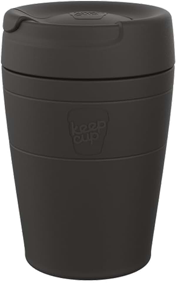 KeepCup Wiederverwendbarer Reisebecher, vakuumisolierter Becher mit auslaufsicherem Trinkdeckel, 340 ml, Schwarz