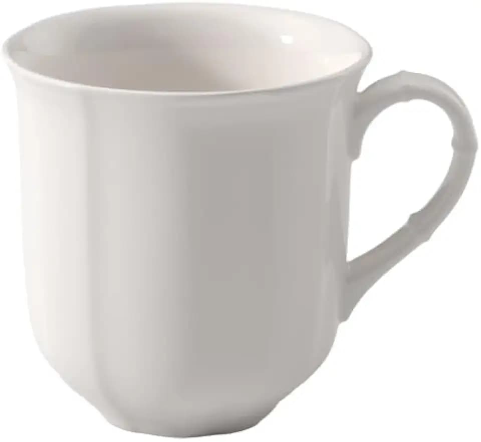 Villeroy & Boch - Manoir Henkelbecher 300 ml Weiß, Spülmaschinenfest, Mikrowellensicher, Kaffeetasse, Kaffeebecher, Große Tasse, Geschirr, Premium Porzellan