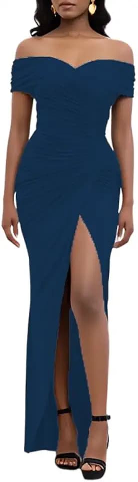 TDiooCor Summer Strapless Tube Top Split Semi Formal Wedding Guest Dress