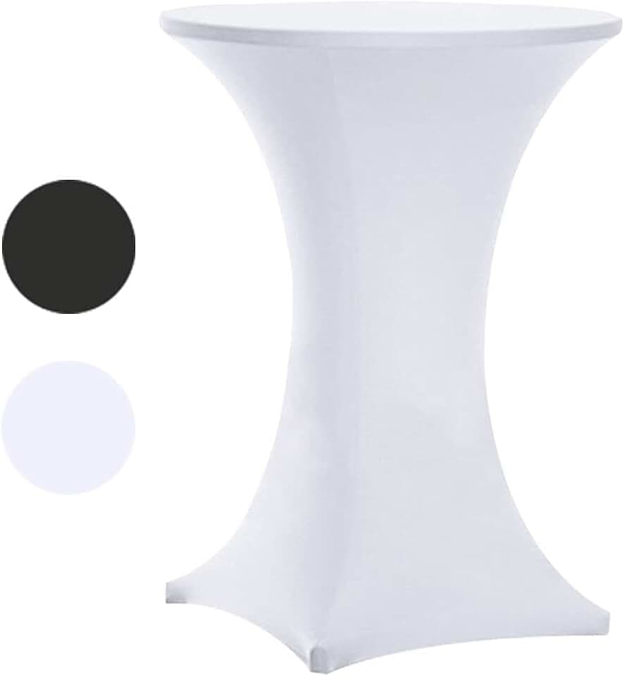 Tina's High Top Table Cloths, Cocktail Table Covers White 24x30 Inch