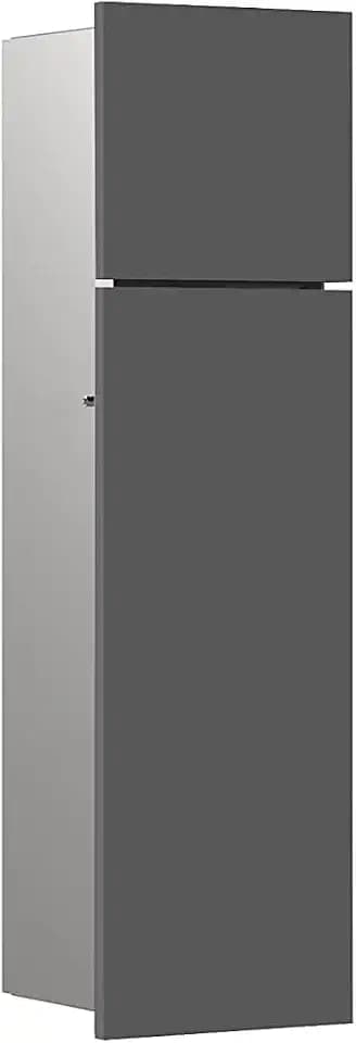 EMCO ASIS PURE Unterputz Bad Schrank für Klobürste, Hochschrank & Badezimmerschrank mit Toilettenpapierhalter und Fach Diamantgrau (matt) 60 cm Unterputz Türanschlag rechts Papierführung unten