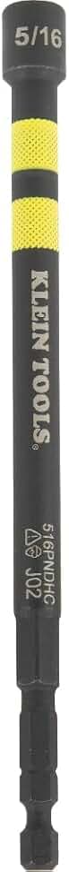 Klein Tools 516PNDHC 5/16-Inch Magnetic Color-Coded Power Nut Driver, SAE, Impact-Rated Hollow Nut Driver with 5-Inch Extended Reach Shaft