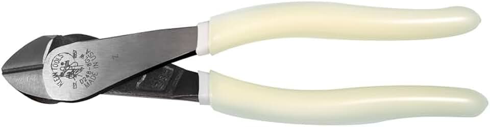 Klein Tools D248-8-GLW Diagonal Cutters, Angled Head, Hi-Viz Handle, 8-Inch