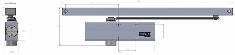 SEVAX ESV7163 Türschließer Ritzel Ritzel – Arm mit Reißverschluss F3 Silber