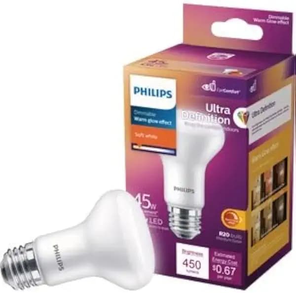 Philips 45-Watt Equivalent R20 Ultra-Definition Dimmable E26 LED Light Bulb Soft White with Warm Glow 2700K (1-Pack) 576496