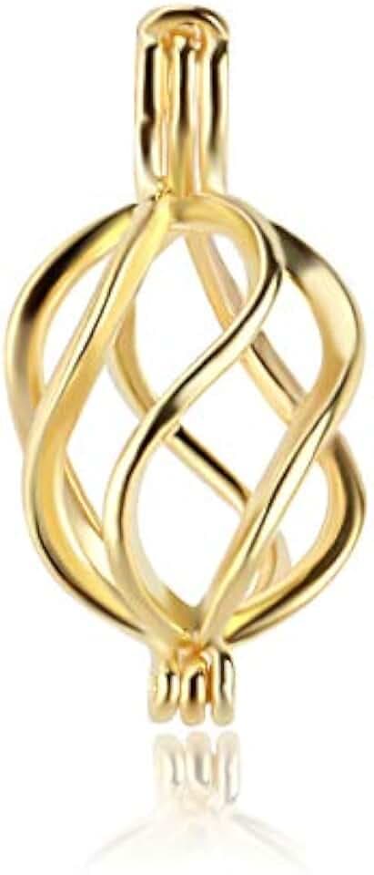 Sterling Silver Gold Plated Twisted Ball Cage Pendants for Women