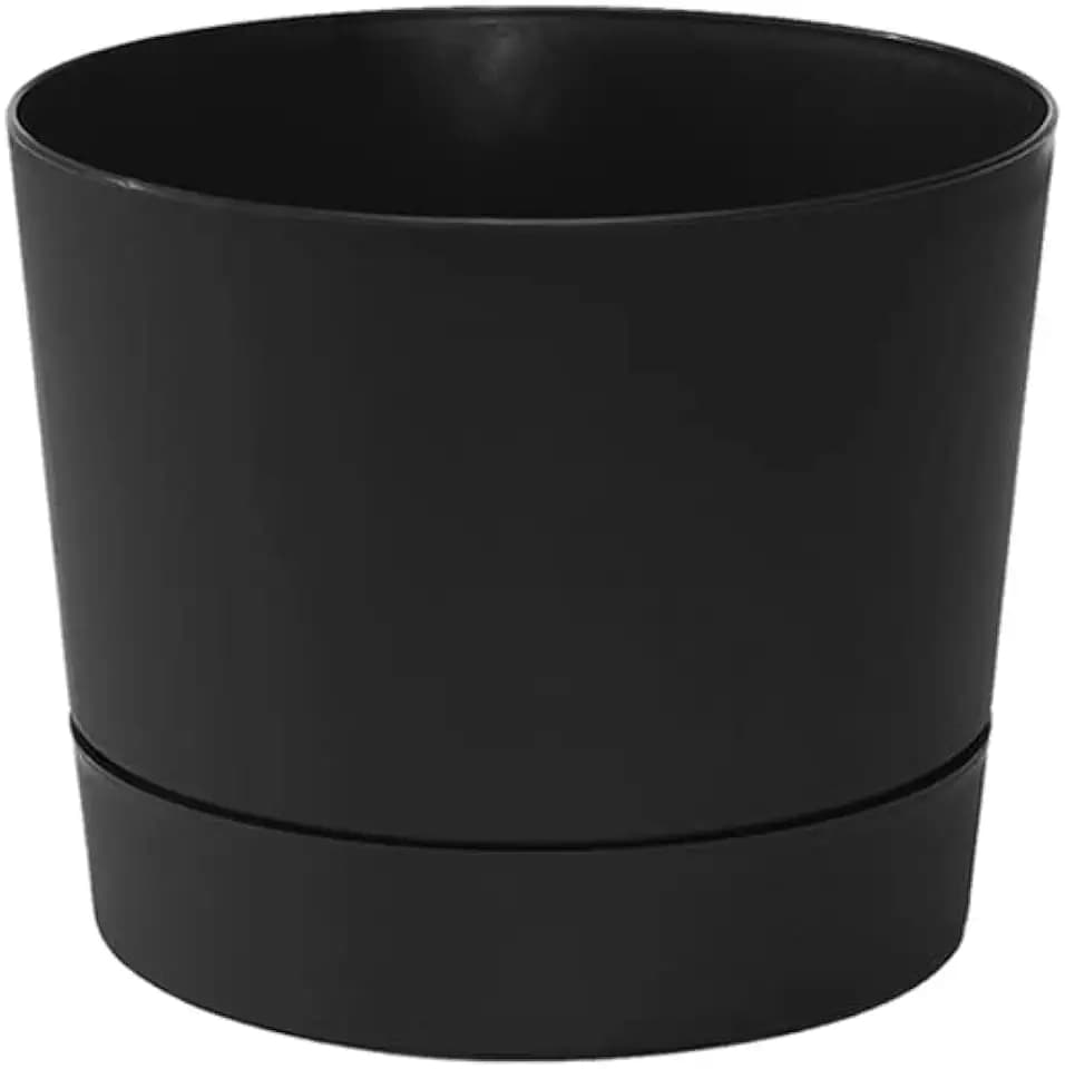 Root & Vessel Majestic Mid-Century Modern Low Profile Cylinder Pot, Matte Black, 6.5"