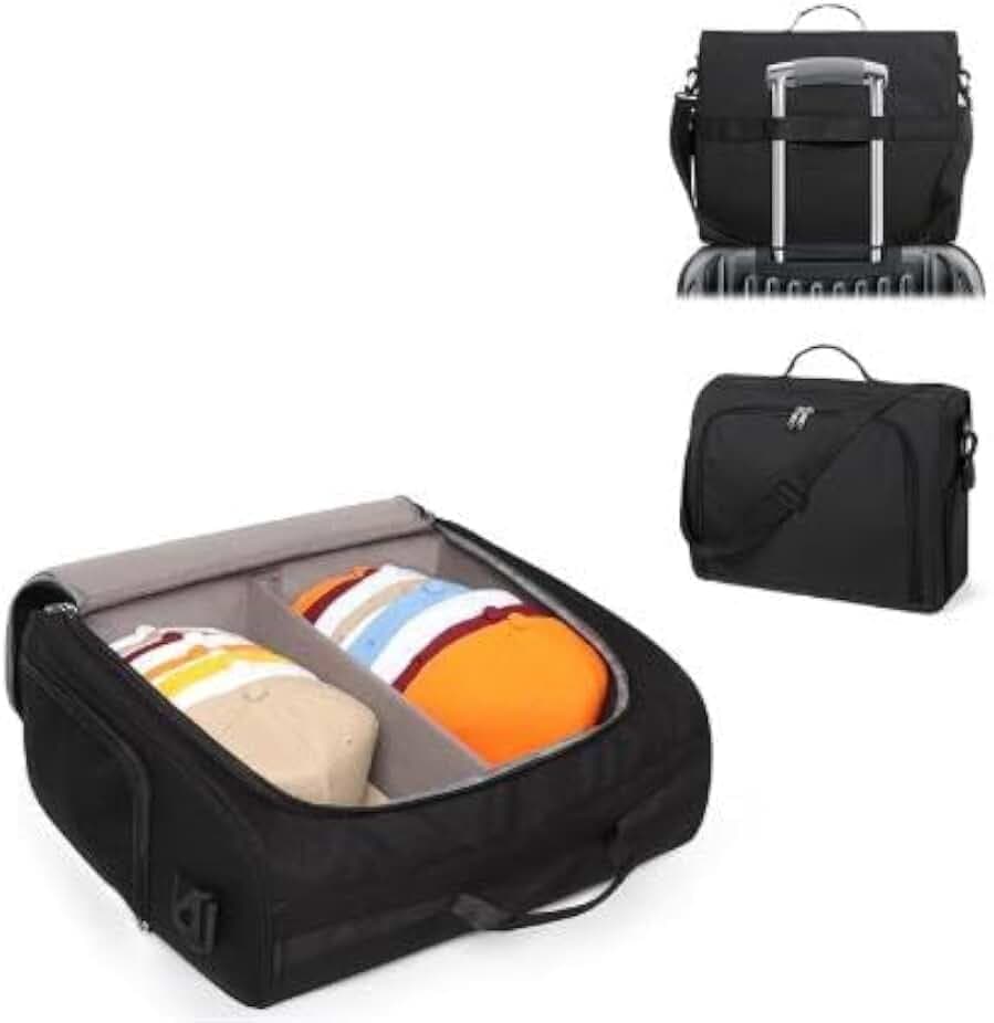 Takywep 2 Pack Hat Organizer for Baseball Caps, 900D Oxford Fabric Hat Storage Bag with Removable Shoulder Strap, Portable Snapback Cap Carrier for Traveling & Moving, Black