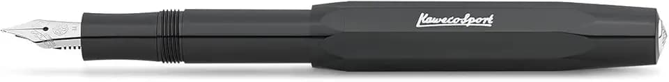 Kaweco SKYLINE SPORT Füllhalter Black I Premium Füllfederhalter für Tintenpatronen mit hochwertiger Stahlfeder I Füllfederhalter 13 cm I Füller in Schwarz I Federbreite: BB (Extra Breit)