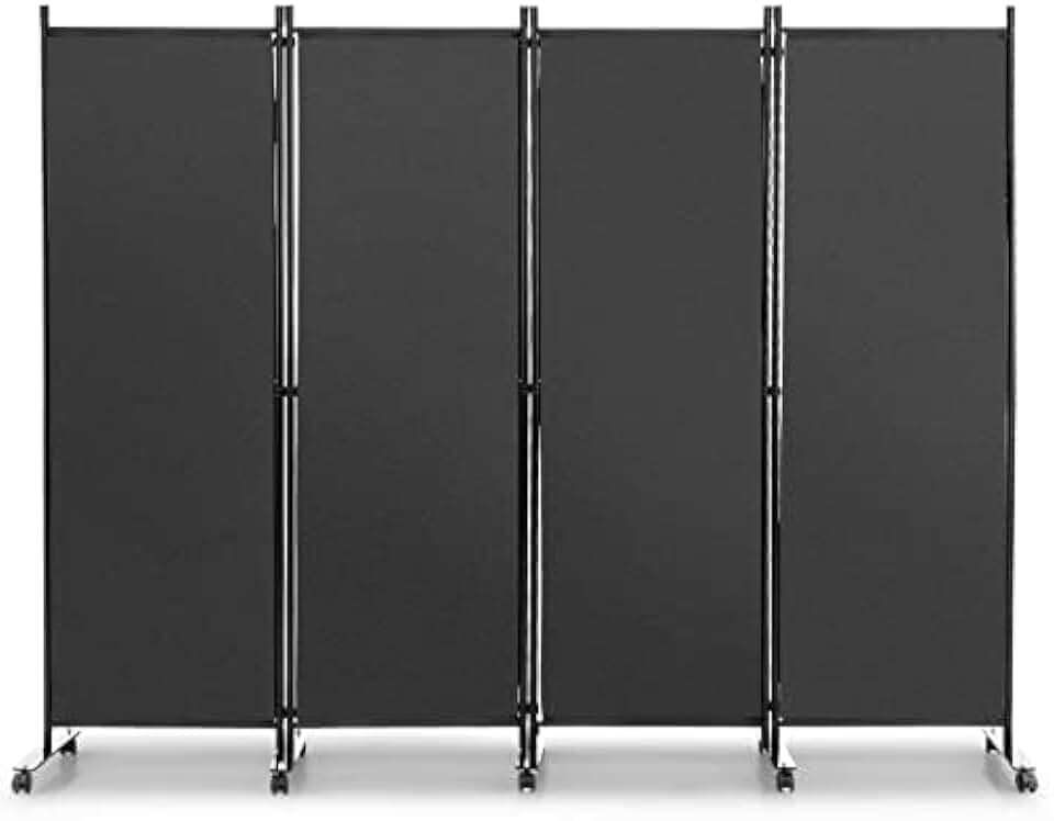 FANTASK Raumteiler auf Rollen 4-teilig, 225 x 173 cm Paravent Trennwand
