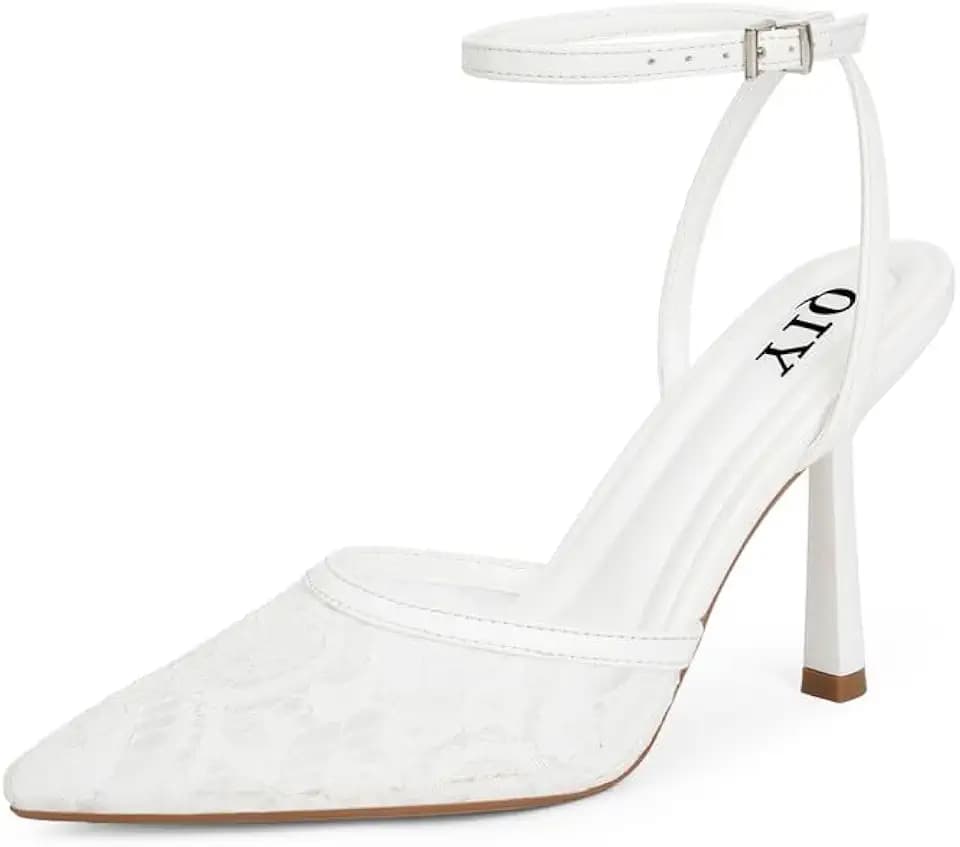 QIY Closed Toe Heels for Women Pumps High Heel Strappy Sandals
