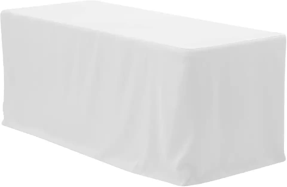 YOUR CHAIR COVERS - 4ft x 24 Inch White Fitted Polyester Tablecloth – Premium Rectangular Table Cover for Weddings, Trade Shows & Events