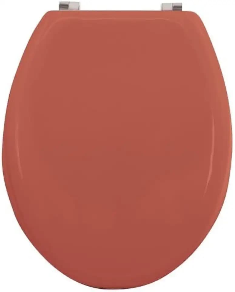 MSV - CLÉO MDF-WC-Sitz - Edelstahlscharniere - Absenkautomatik - Ø 370 x 450 mm - Matte Terrakotta-Farbe - Modernes Design - Komfort und Langlebigkeit fürs Badezimmer